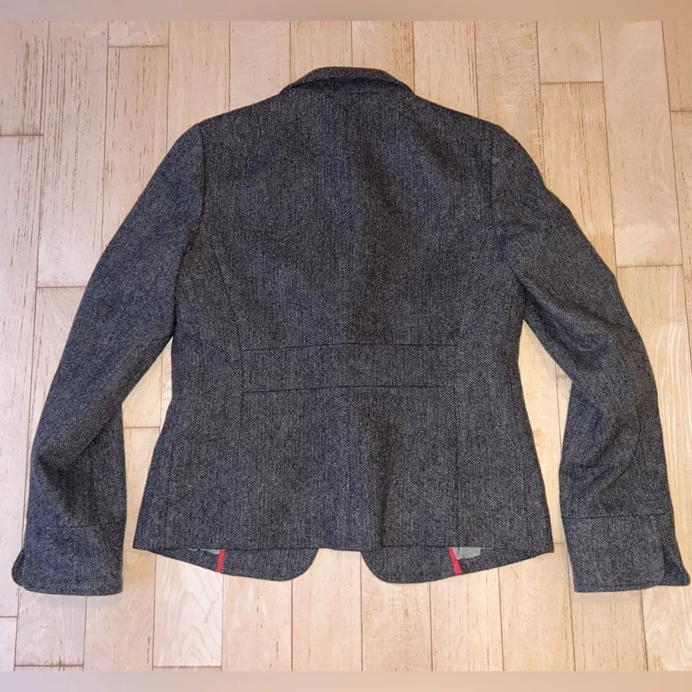 J. Crew Women's Schoolboy Wool Blend Gray Herringbone Blazer Size 6 Style 17398